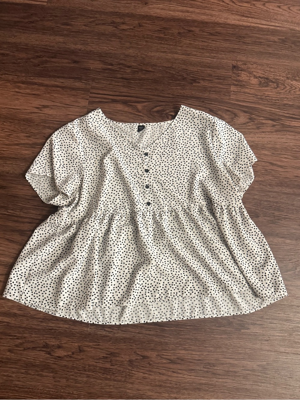 SHEIN Cream Blouse with Black Polka Dots